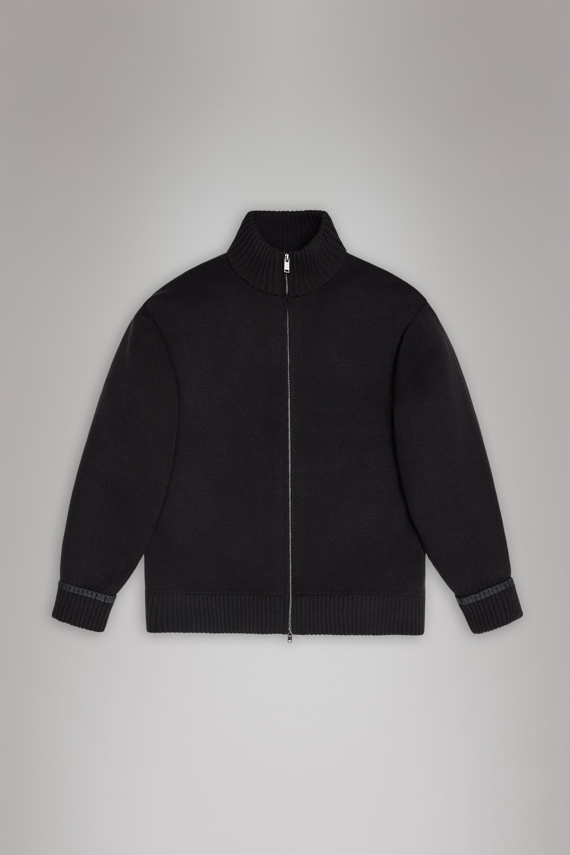 RAINS Sowa Knit Zip Cardigan Black Long Sleeve