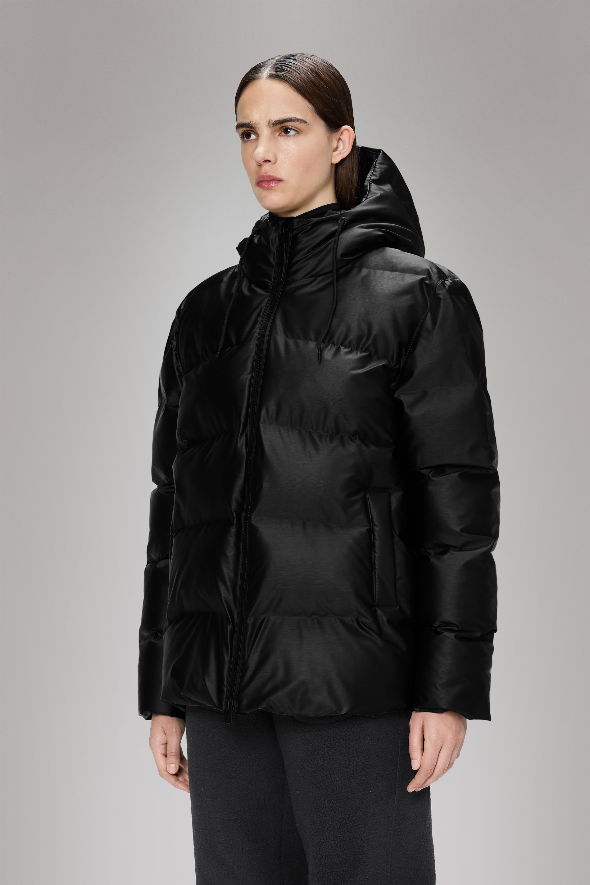 Rains Alta Puffer Jacket Black Grain Jacket
