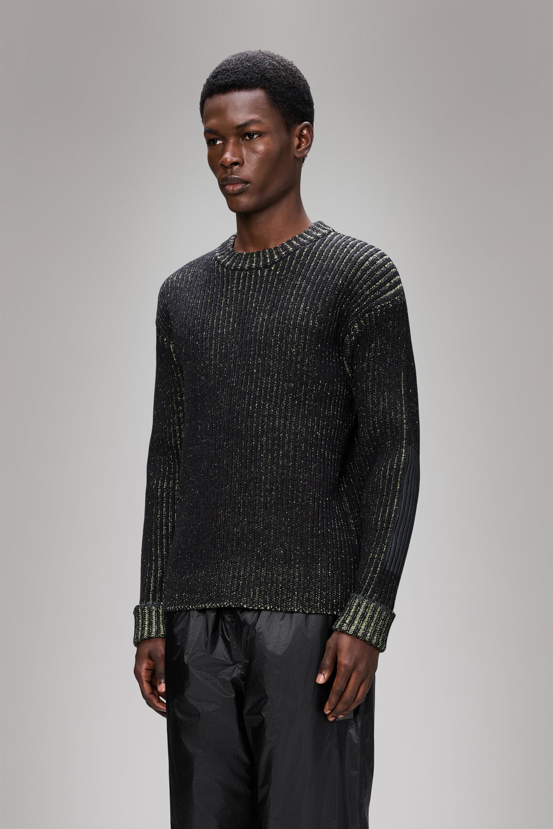 RAINS Sapa Knit Crew Neck Black/Acid Long Sleeve