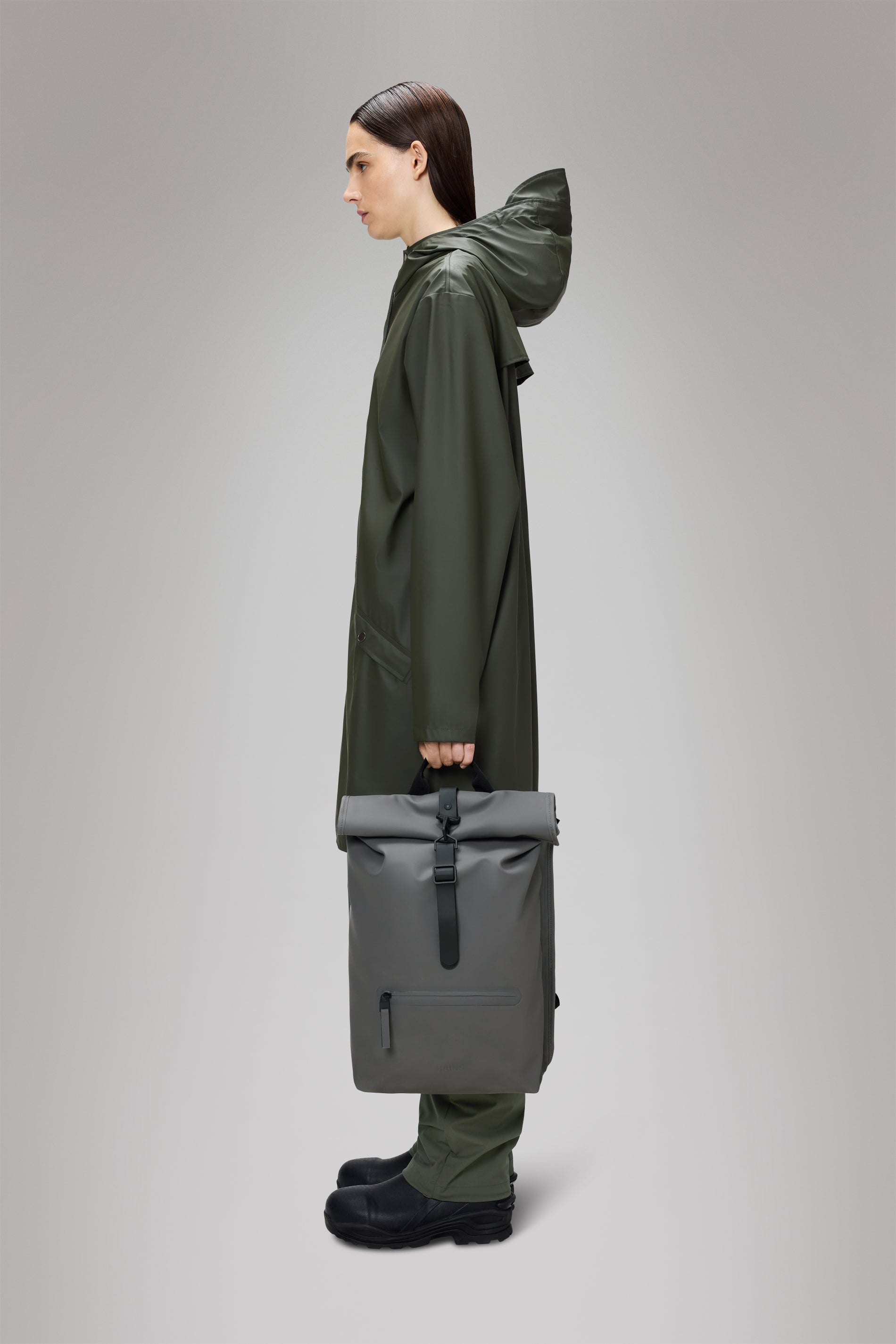 RAINS Rolltop Rucksack Grey Backpack