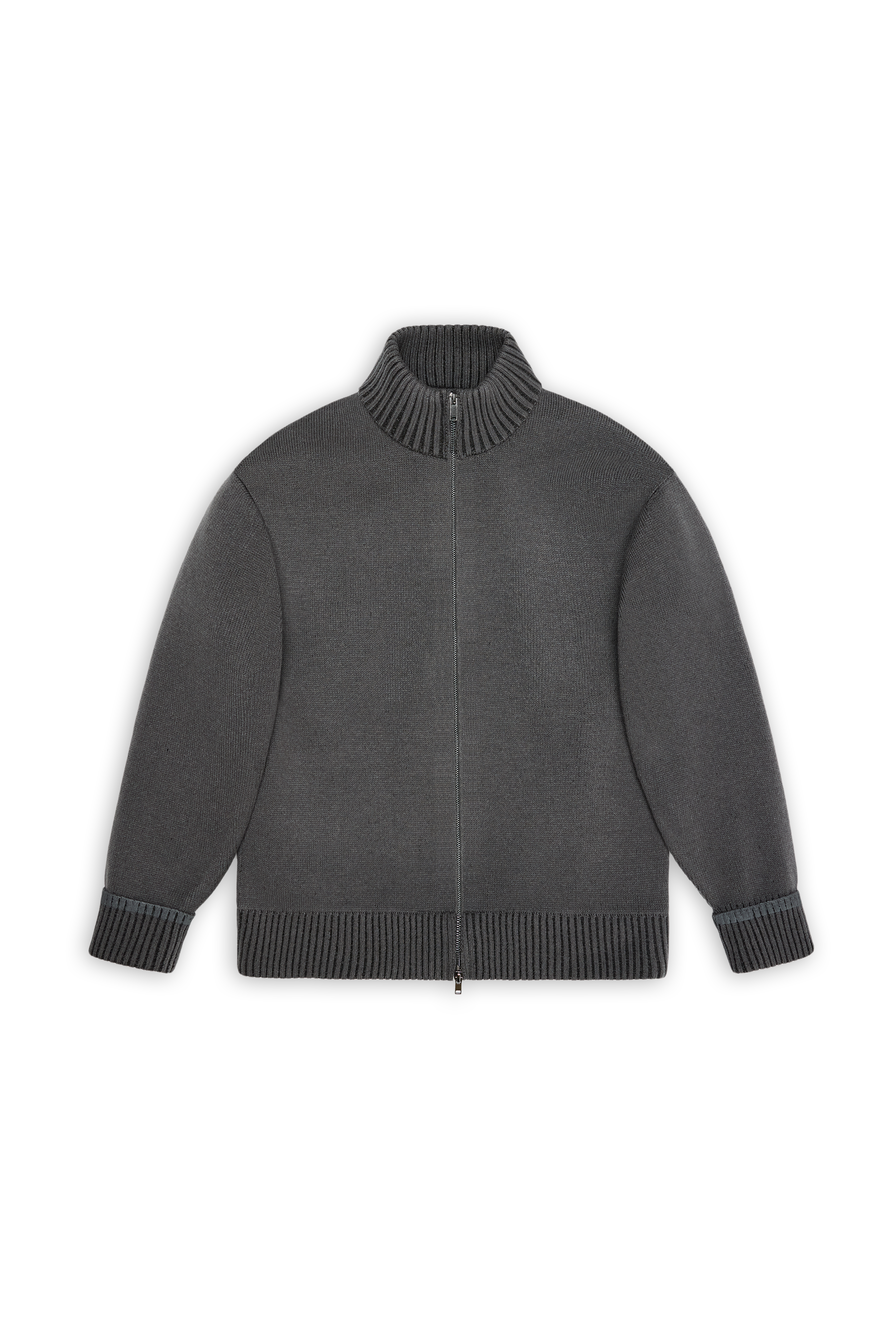 RAINS Sowa Knit Zip Cardigan Grey/Black Long Sleeve