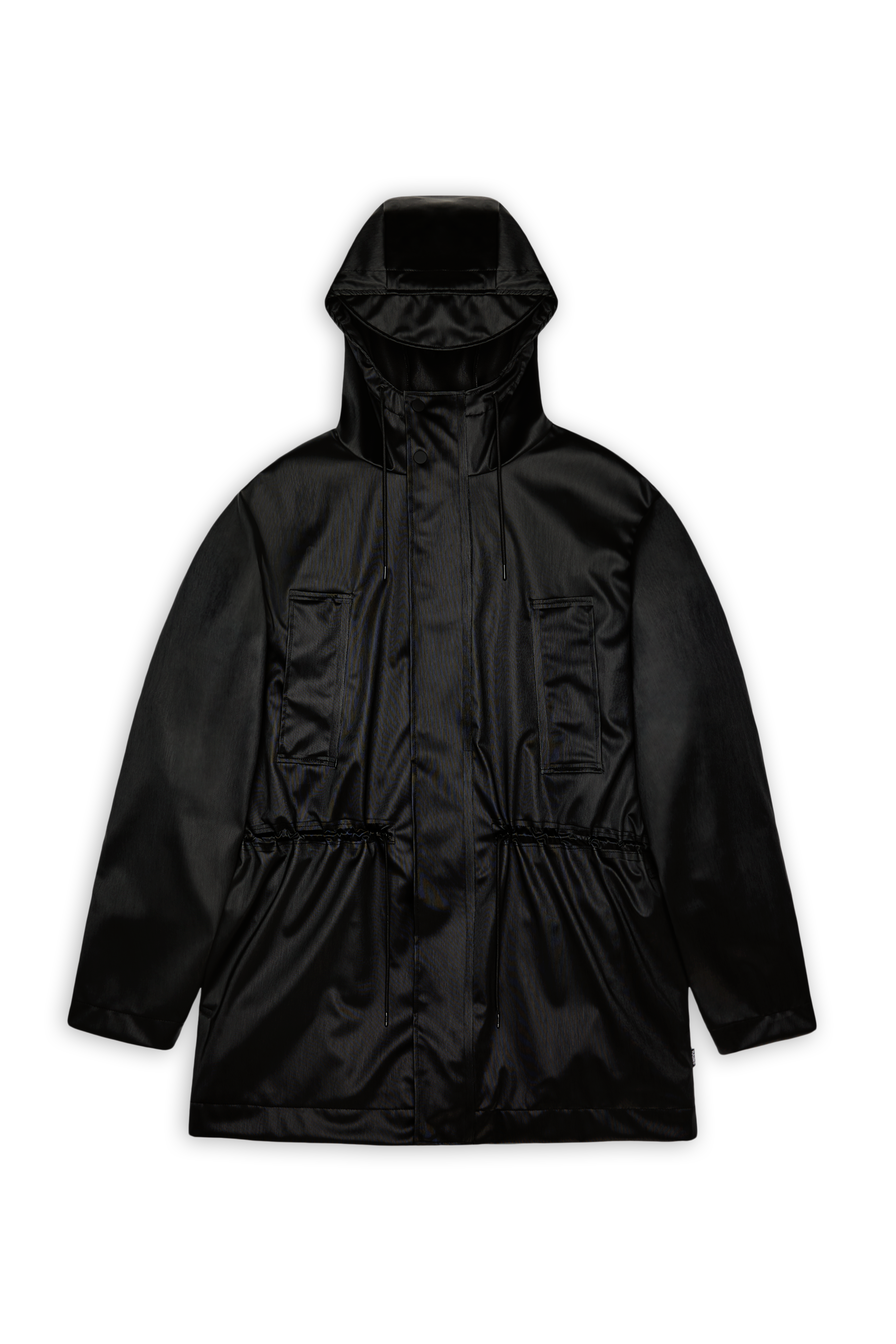 RAINS Bold Long Jacket Black Grain Jacket