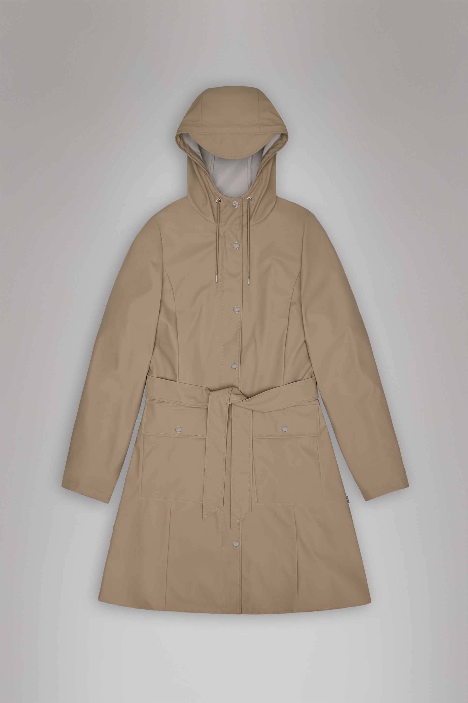 RAINS Curve Long Jacket
 Beige Jacket
