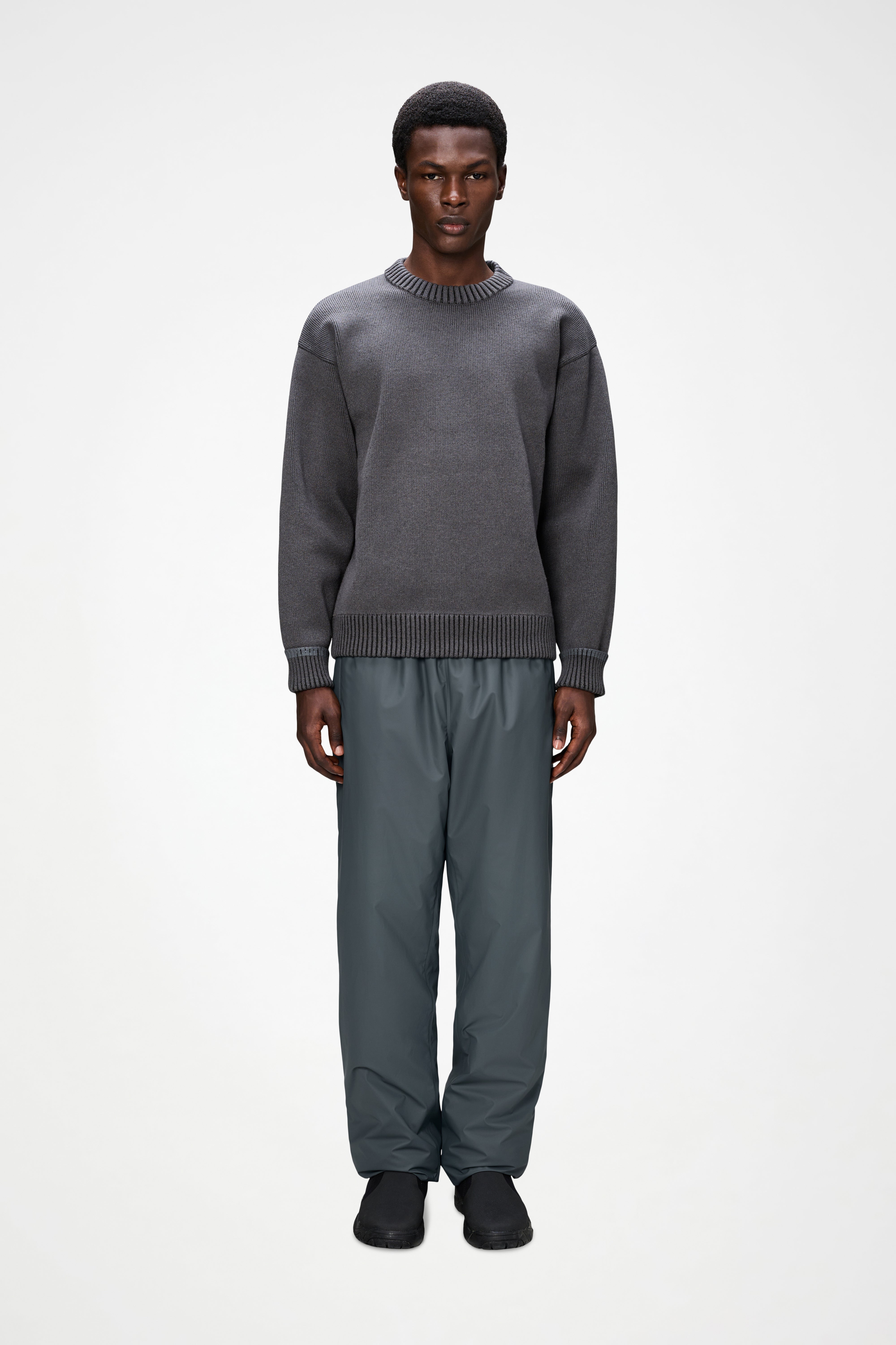 RAINS Sowa Knit Crew Neck Grey/Black Long Sleeve